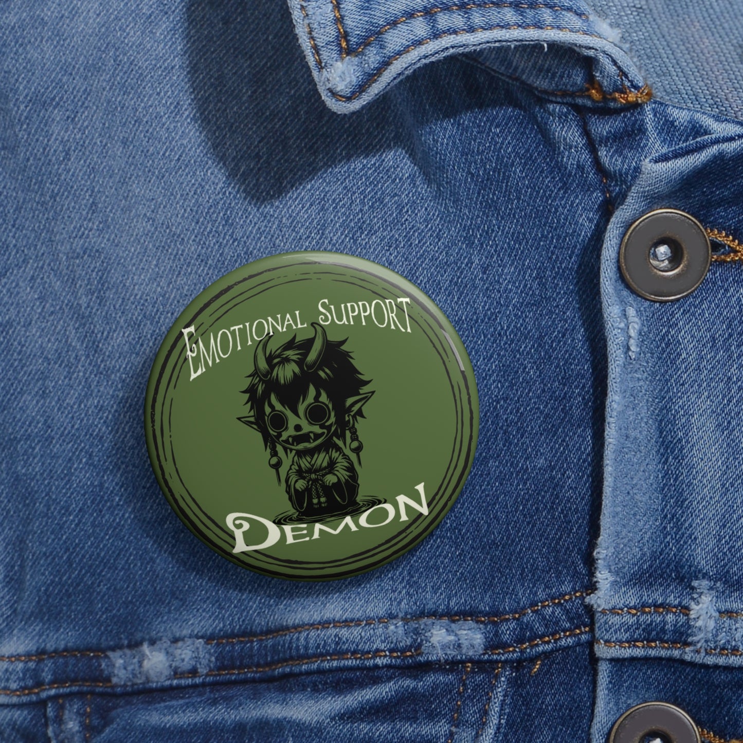 Emotional Support Demon Pin - 2.25" Pin with Tiny Horns & Mischievous Grin for Dark Fantasy Fans