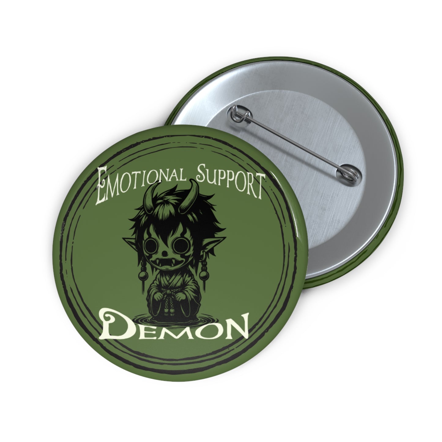 Emotional Support Demon Pin - 2.25" Pin with Tiny Horns & Mischievous Grin for Dark Fantasy Fans