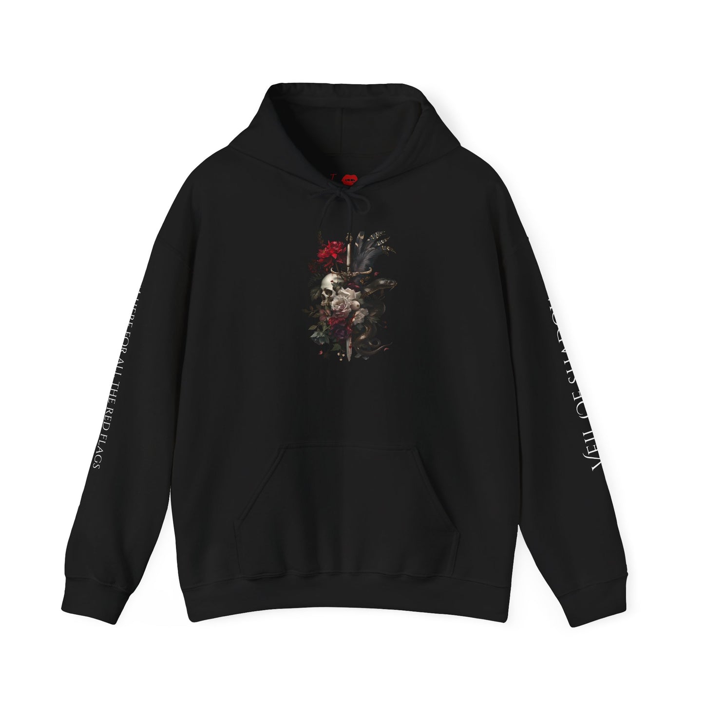 Veil of Shadows Gothic Floral Hoodie, Unique Artwork Sweatshirt, Trendy Urban Apparel, Unisex Fashion, Casual Streetwear
