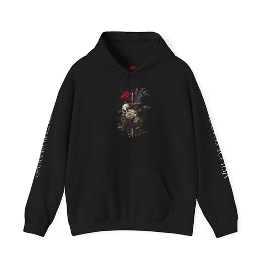 Veil of Shadows Gothic Floral Hoodie, Unique Artwork Sweatshirt, Trendy Urban Apparel, Unisex Fashion, Casual Streetwear