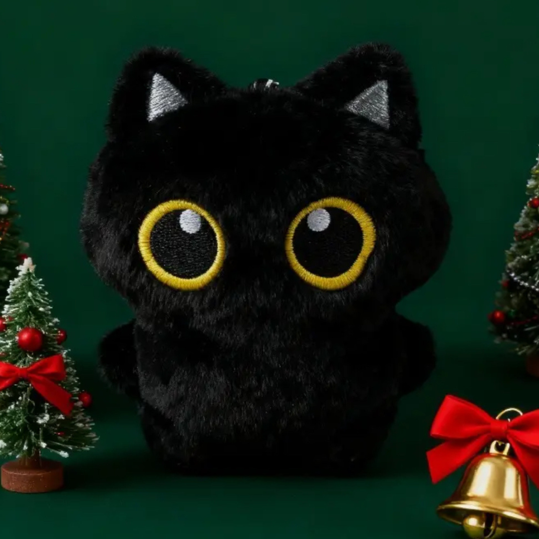 🐾 Lucipurr-Inspired Black Cat Plushie Keychain – 3.94"