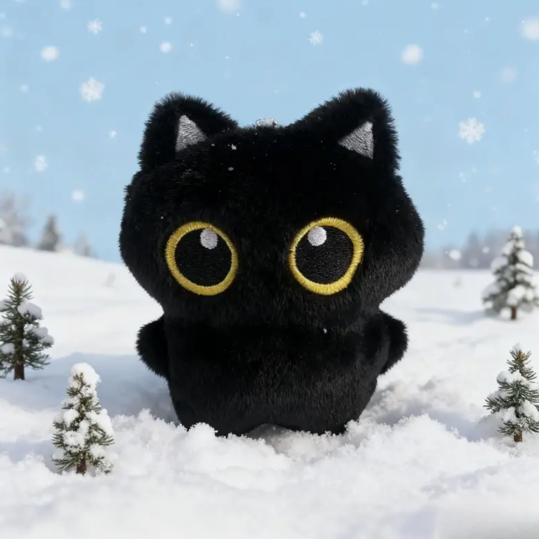 🐾 Lucipurr-Inspired Black Cat Plushie Keychain – 3.94"