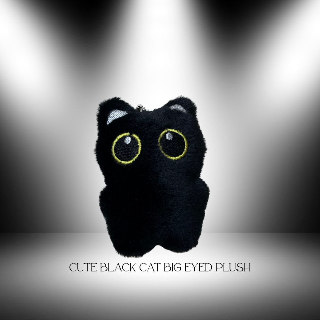 🐾 Lucipurr-Inspired Black Cat Plushie Keychain – 3.94"