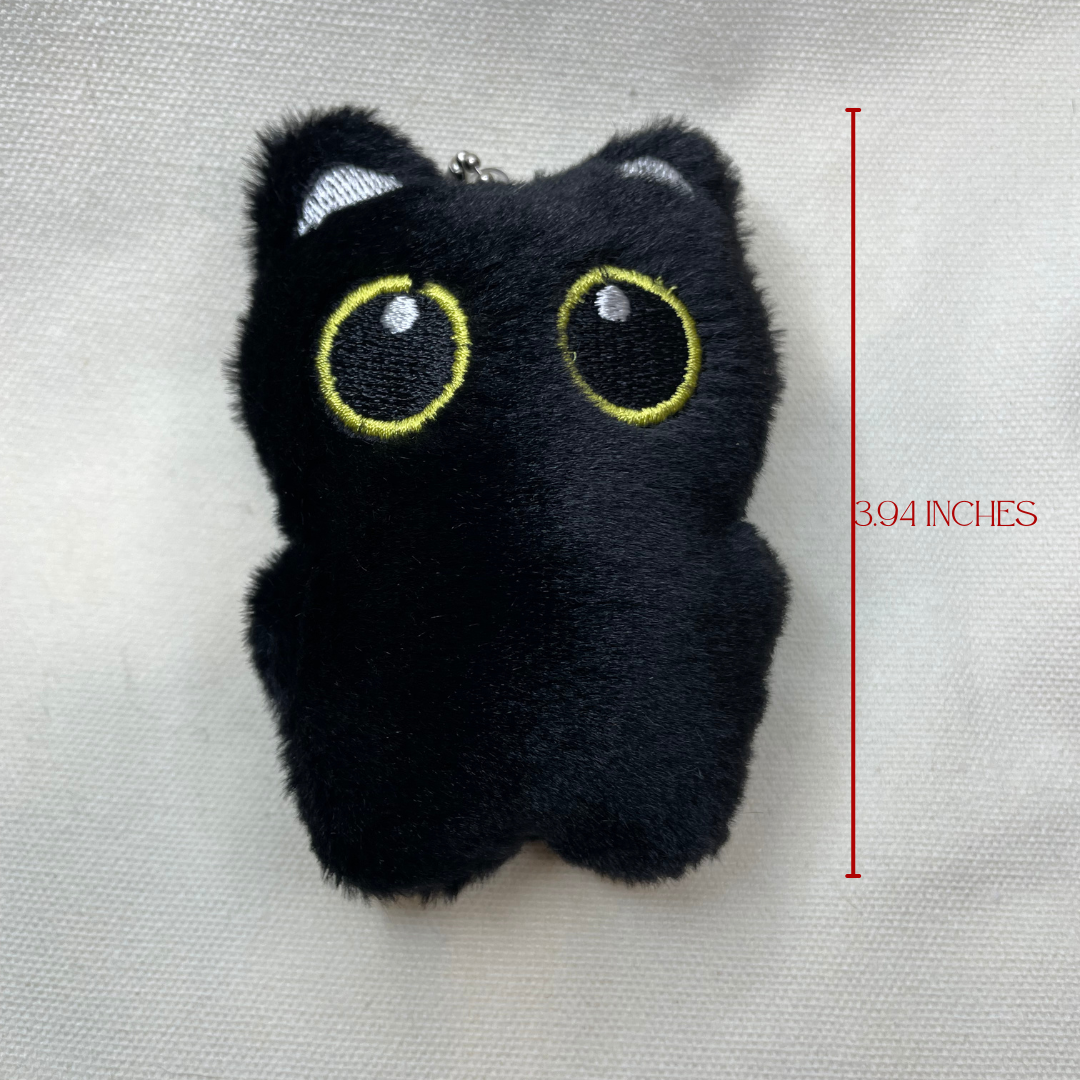 🐾 Lucipurr-Inspired Black Cat Plushie Keychain – 3.94"
